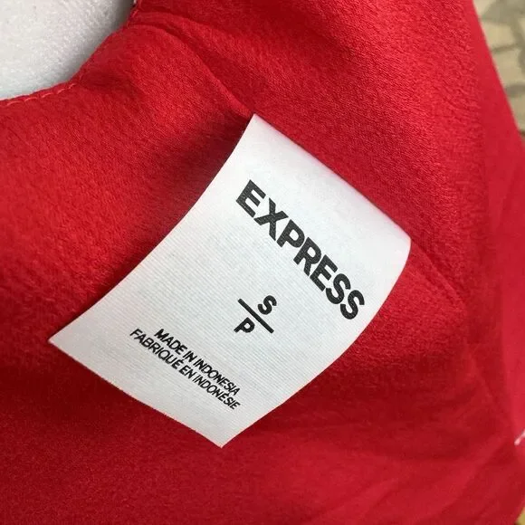 NEW $44 Express S Red Houndstooth Plaid Crepe Reversible Cami Tank Xmas Dressy - Picture 4 of 8